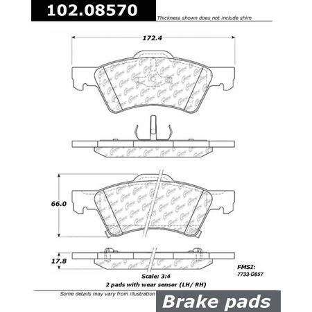 CENTRIC PARTS CTEK Metallic Pad, 102.08570 102.08570